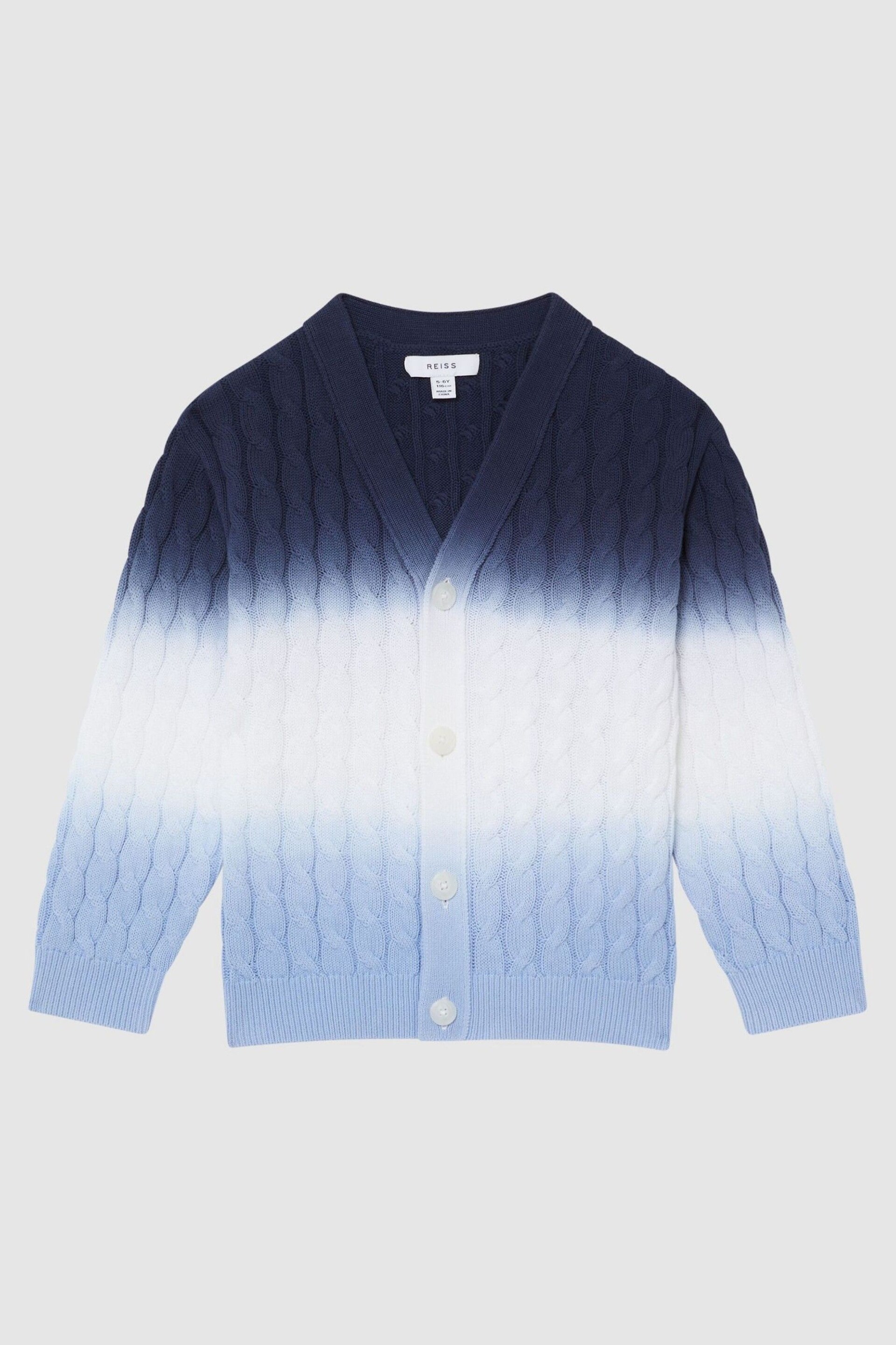 Reiss Blue Cosmo Senior Ombre Cable Knit Cardigan - Image 2 of 6