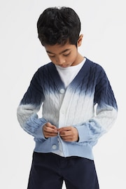 Reiss Blue Cosmo Senior Ombre Cable Knit Cardigan - Image 3 of 6