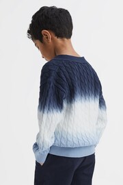 Reiss Blue Cosmo Senior Ombre Cable Knit Cardigan - Image 5 of 6