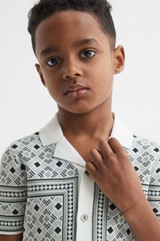 Reiss Sage Charmer Junior Abstract Printed Cuban Collar Shirt - Image 4 of 6