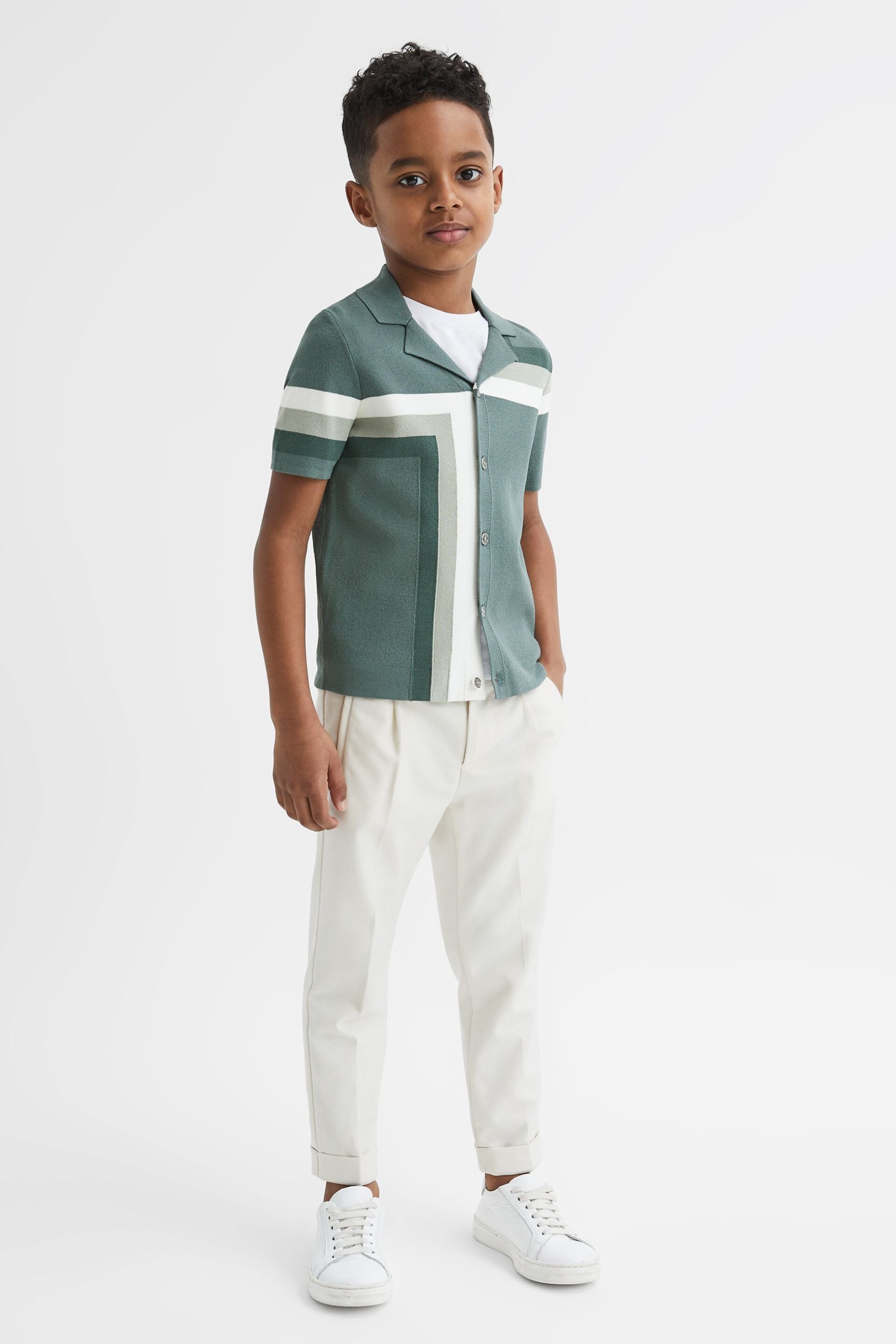 Reiss Sage Suffolk Junior Cuban Collar Colourblock Shirt - Image 3 of 6