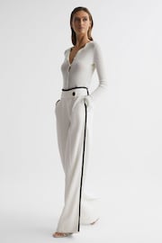 Reiss Cream Lina High Rise Wide Leg Trousers - Image 1 of 6