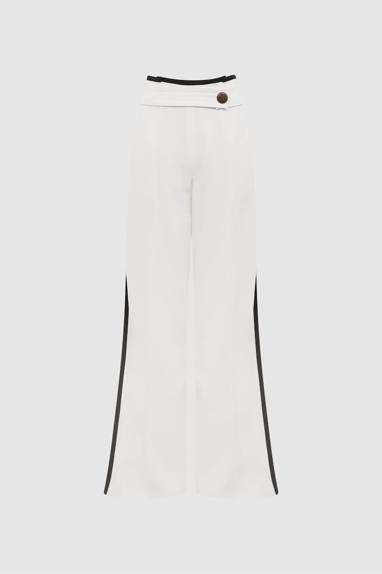 Reiss Cream Lina High Rise Wide Leg Trousers - Image 2 of 6