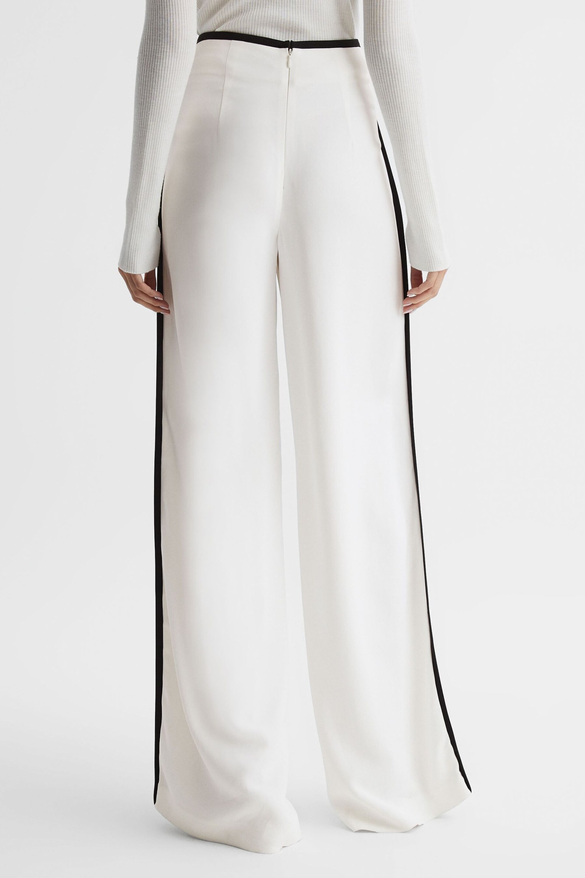 Reiss Cream Lina High Rise Wide Leg Trousers - Image 5 of 6