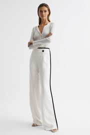 Reiss Cream Lina High Rise Wide Leg Trousers - Image 6 of 6