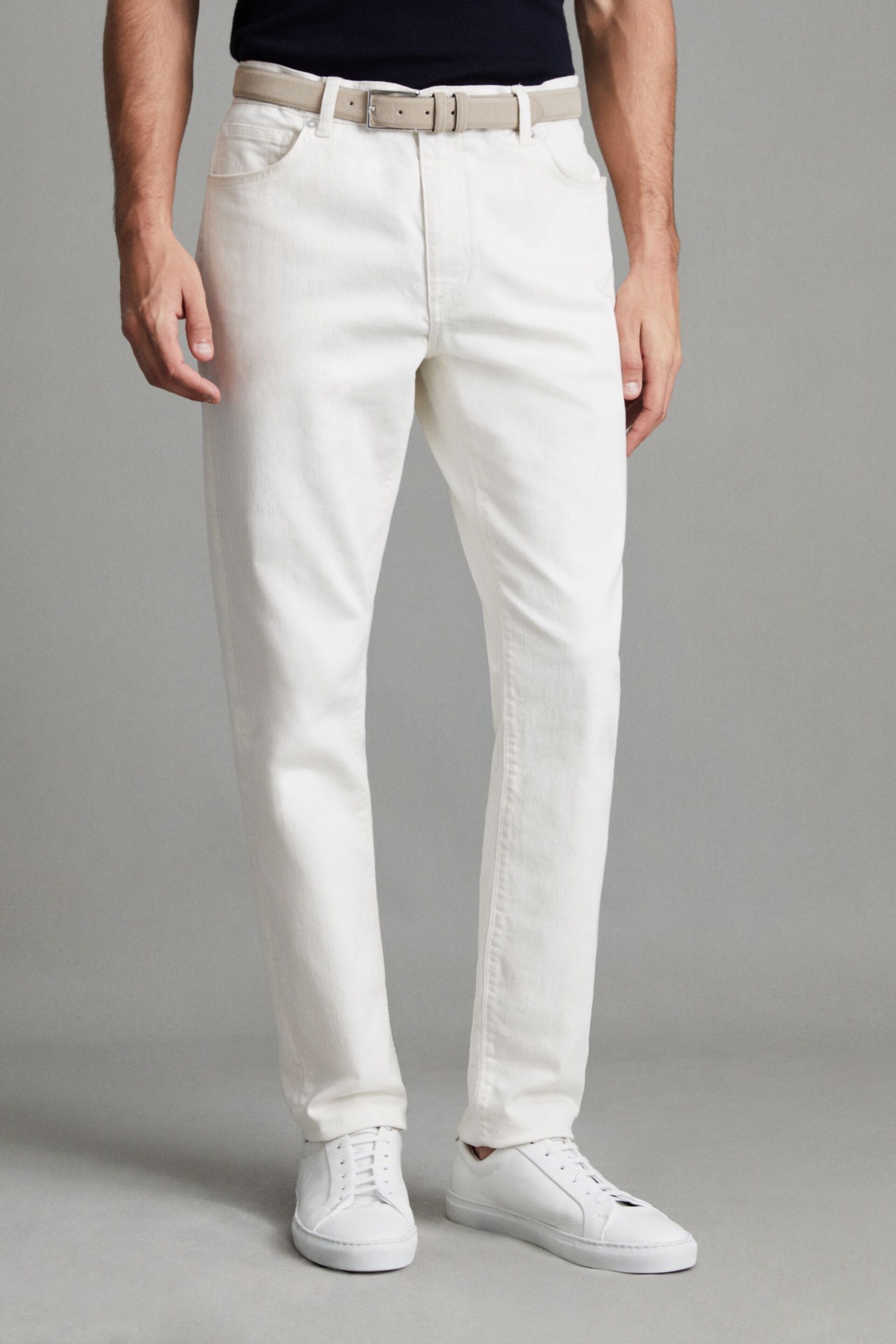 Reiss Ecru Santorini Tapered Slim Fit Jeans - Image 1 of 7