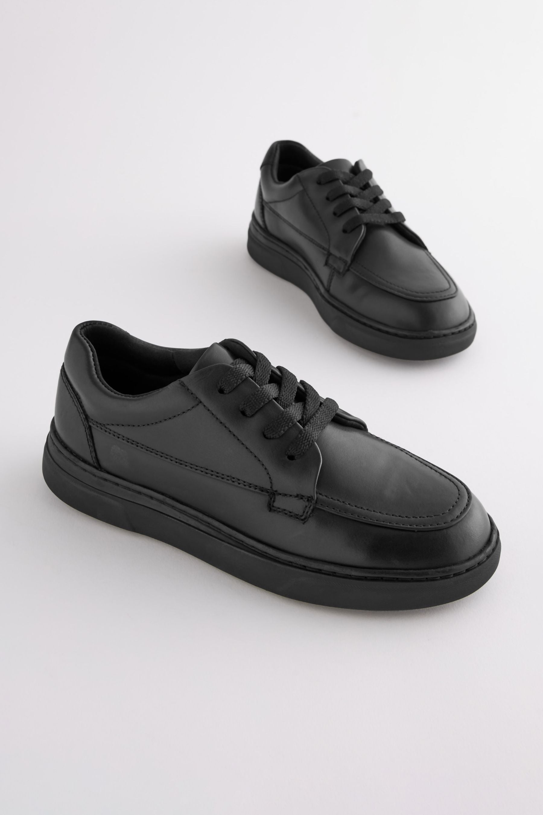 Buy Black Leather Lace Up School Shoes from Next Luxembourg