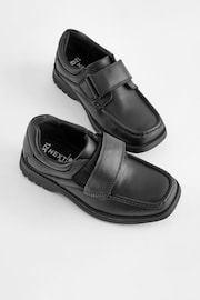 Black Wide Fit (G) Leather Touch Fastening School Shoes - Image 3 of 5