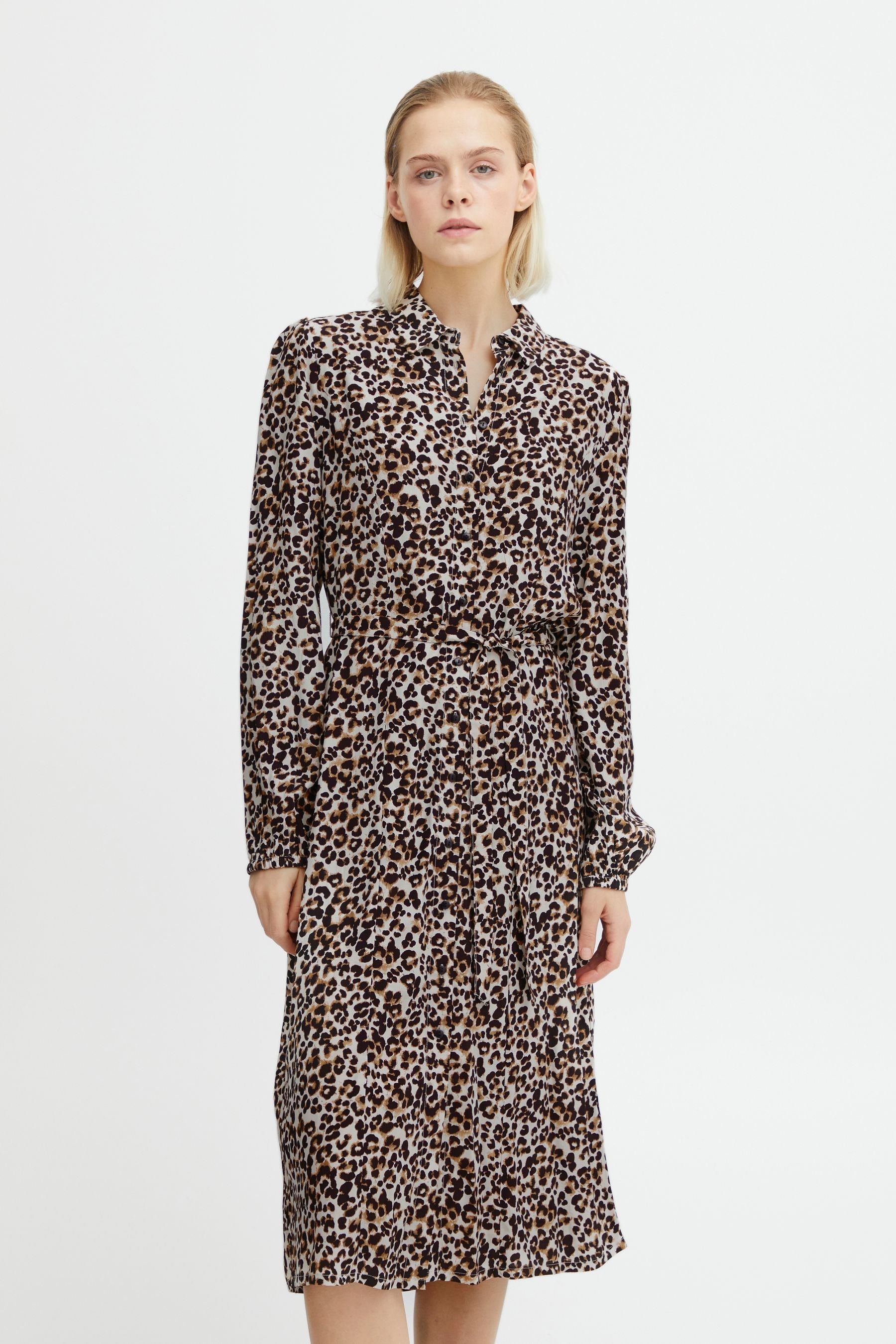 Buy ICHI Leopard Print Black Dress from Next Luxembourg