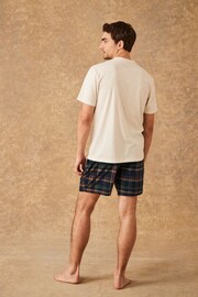 Cream/Navy Blue Check Motionflex Cosy Short Pyjamas Set - Image 3 of 11