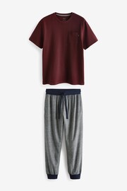 Red/Navy Blue Herringbone Motionflex Cosy Cuffed Pyjamas Set - Image 6 of 10