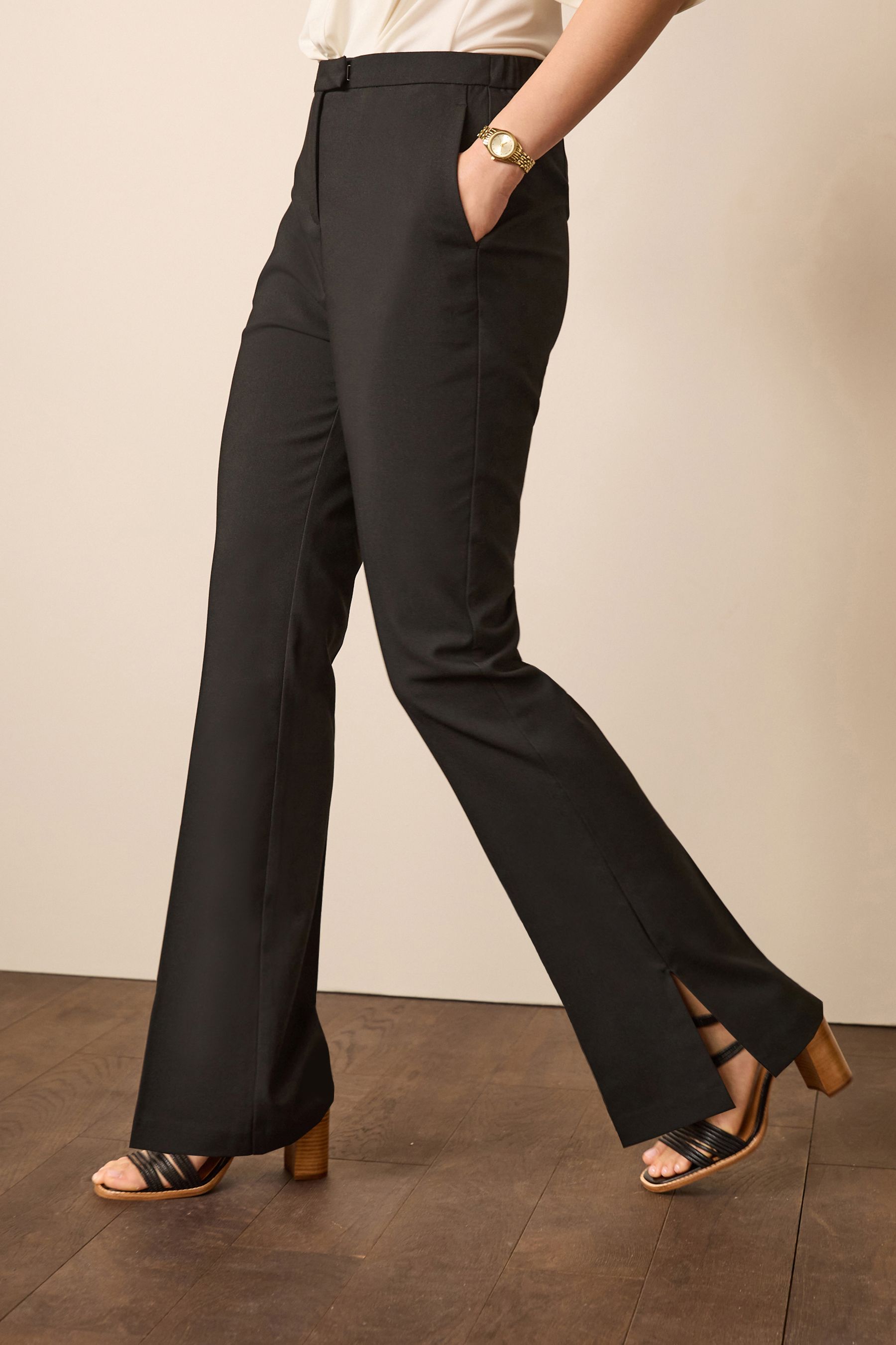Buy Black Tailored Stretch Flare Trousers from Next Ireland