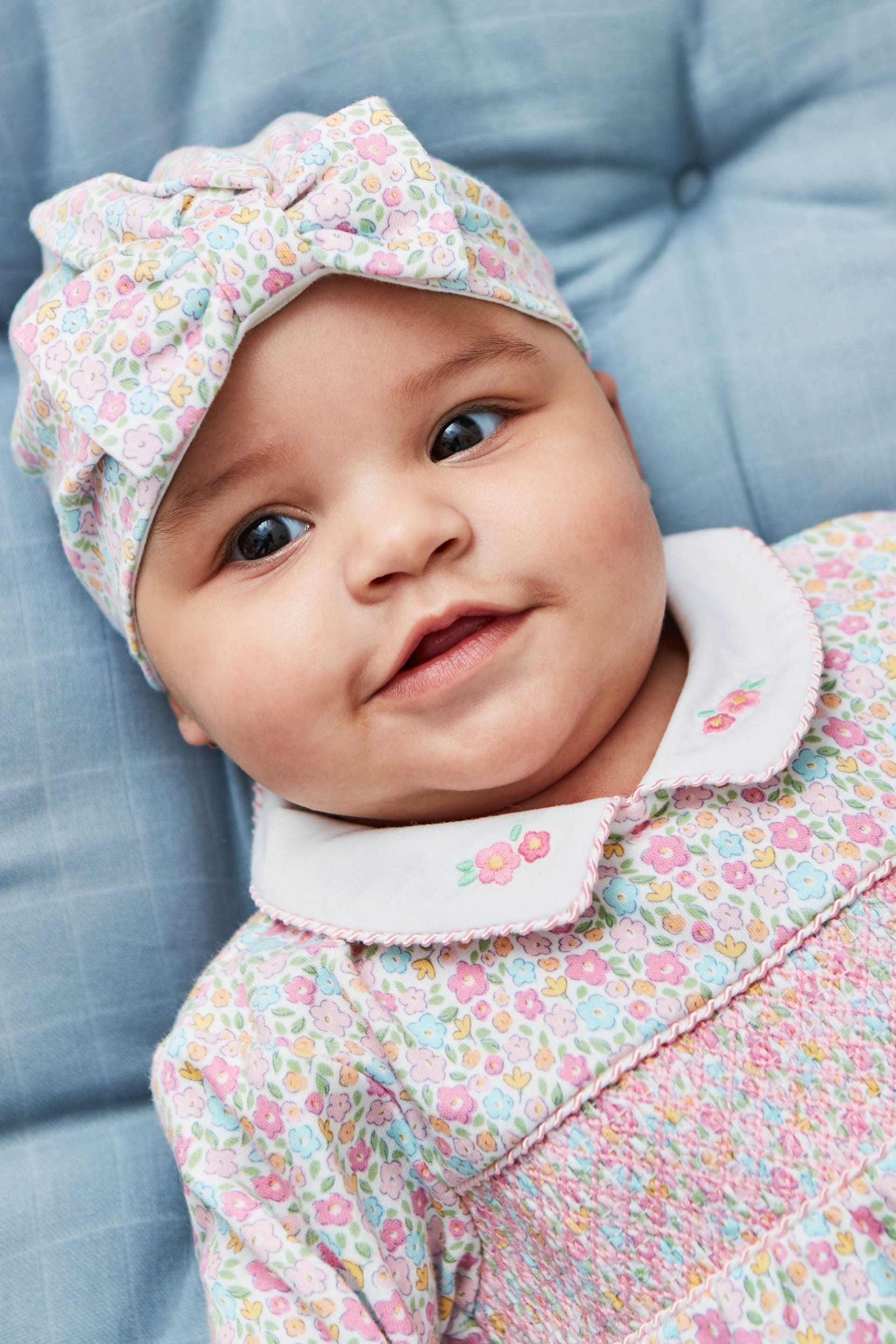 JoJo Maman Bébé Pink Ditsy Ladybird Floral Print Turban - Image 2 of 3