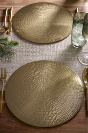 Gold Set of 2 Hammered Metal Place Mats Runner - Image 1 of 6