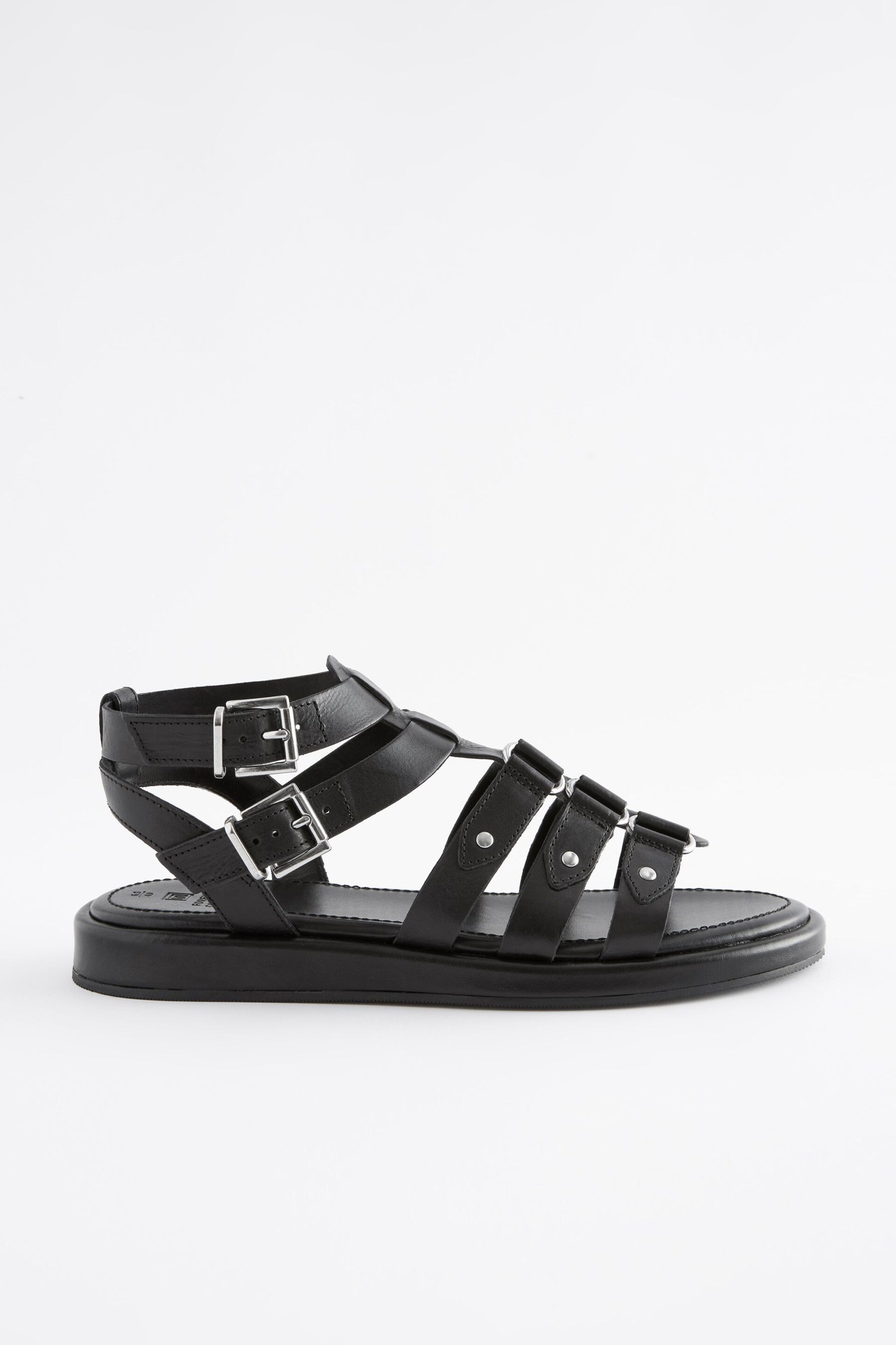 Black Regular/Wide Fit Forever Comfort® Leather Gladiator Sandals - Image 4 of 8