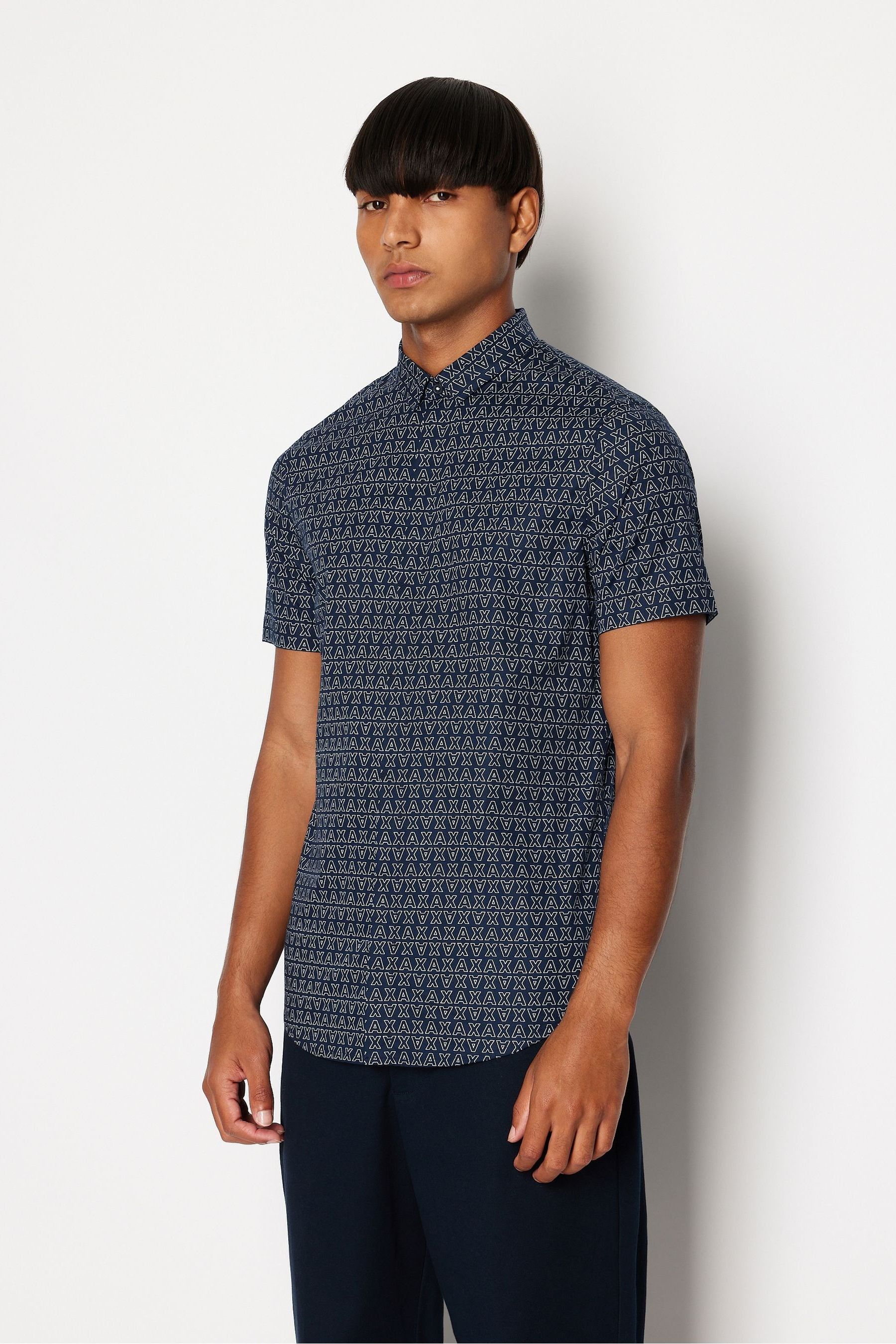 Buy Armani Exchange Monogram All over Print Short Sleeve Shirt from Next Luxembourg