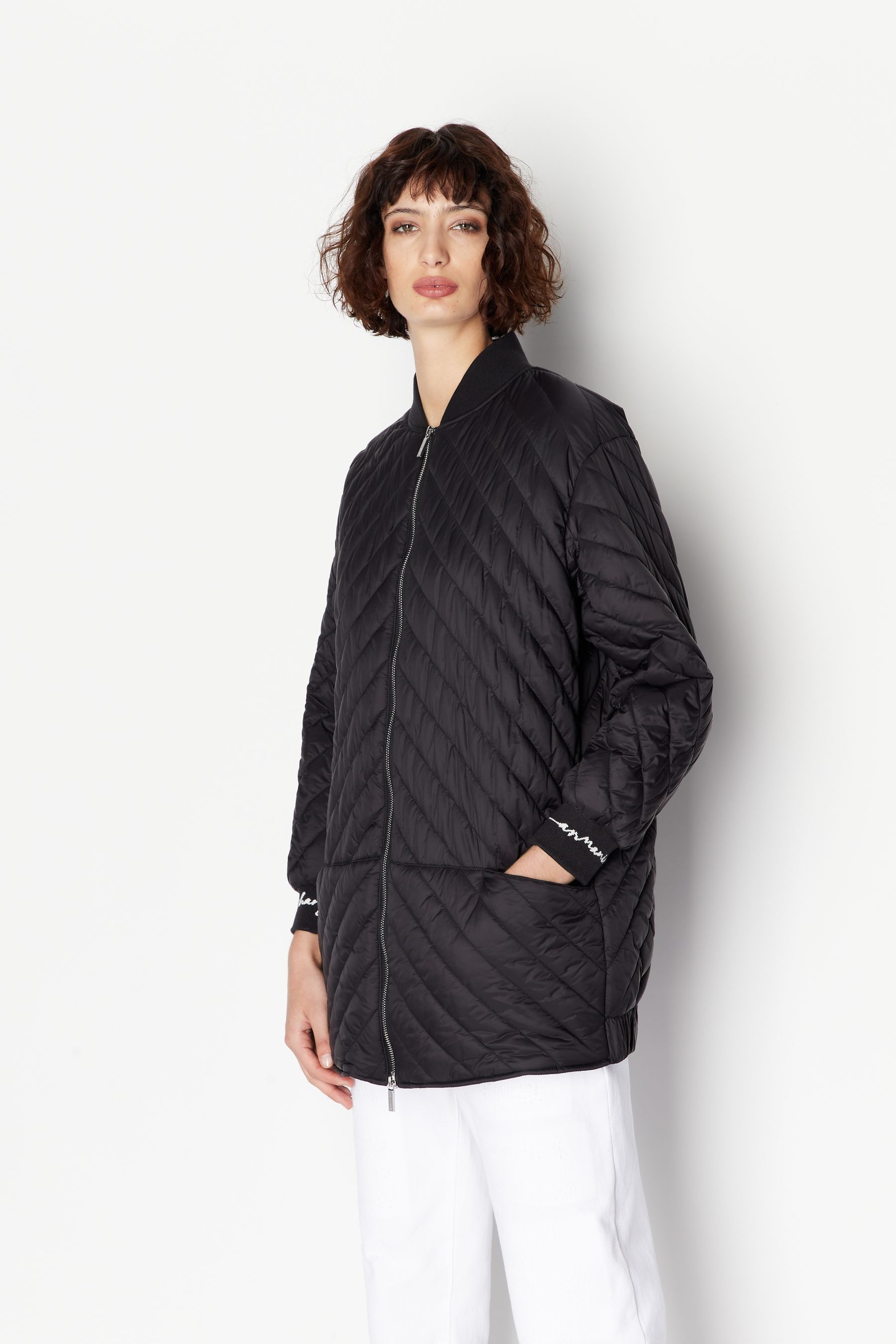 Buy Armani Exchange Diamond Quilted Long Line Black Jacket from Next Luxembourg