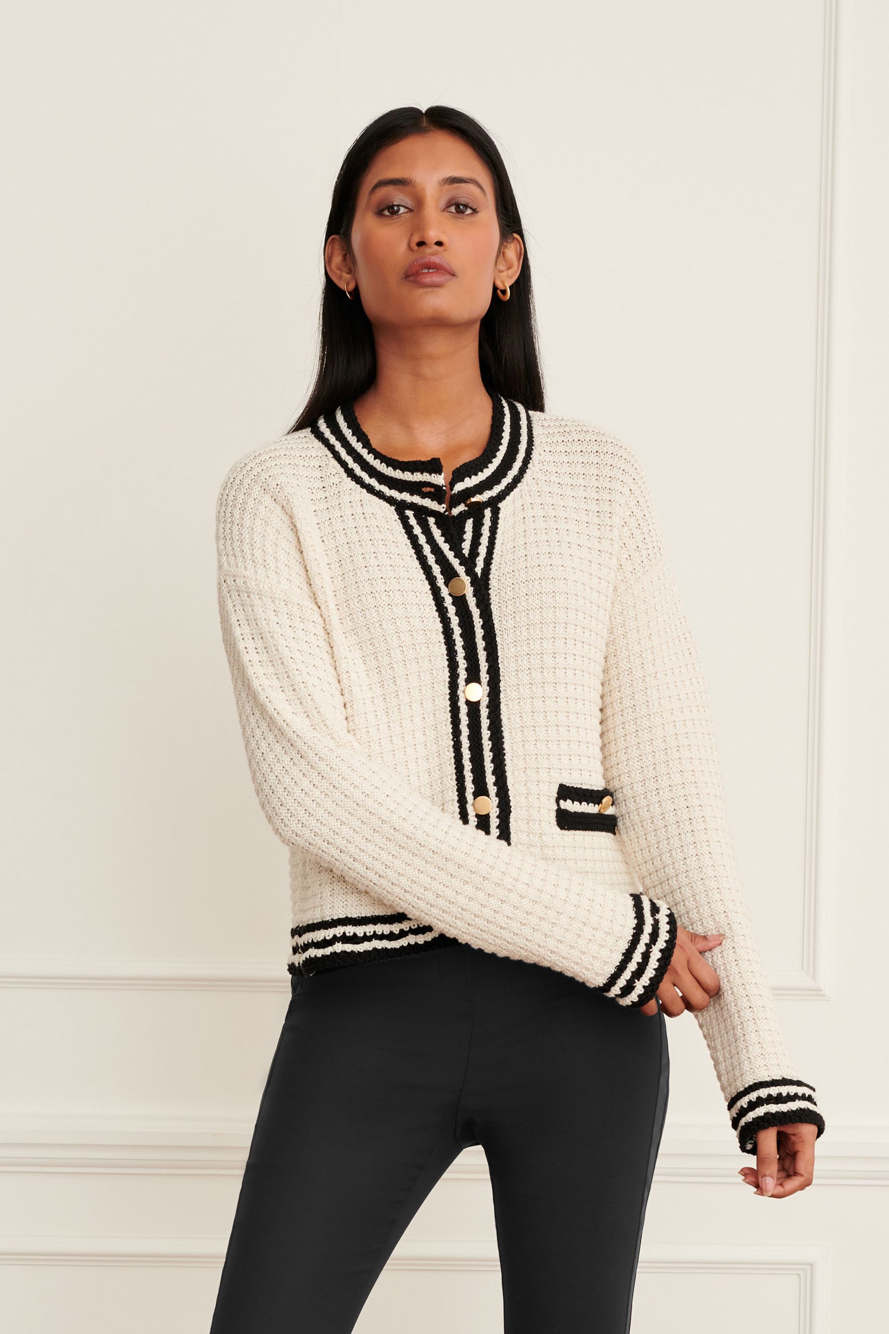 Buy Ecru White Smart Button Up Knitted Cardigan from Next Denmark