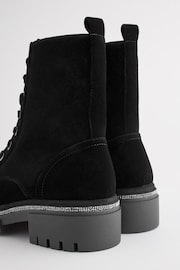 Black Velvet Forever Comfort® Diamanté Rand Lace-Up Boots - Image 4 of 6