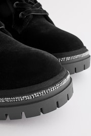 Black Velvet Forever Comfort® Diamanté Rand Lace-Up Boots - Image 5 of 6