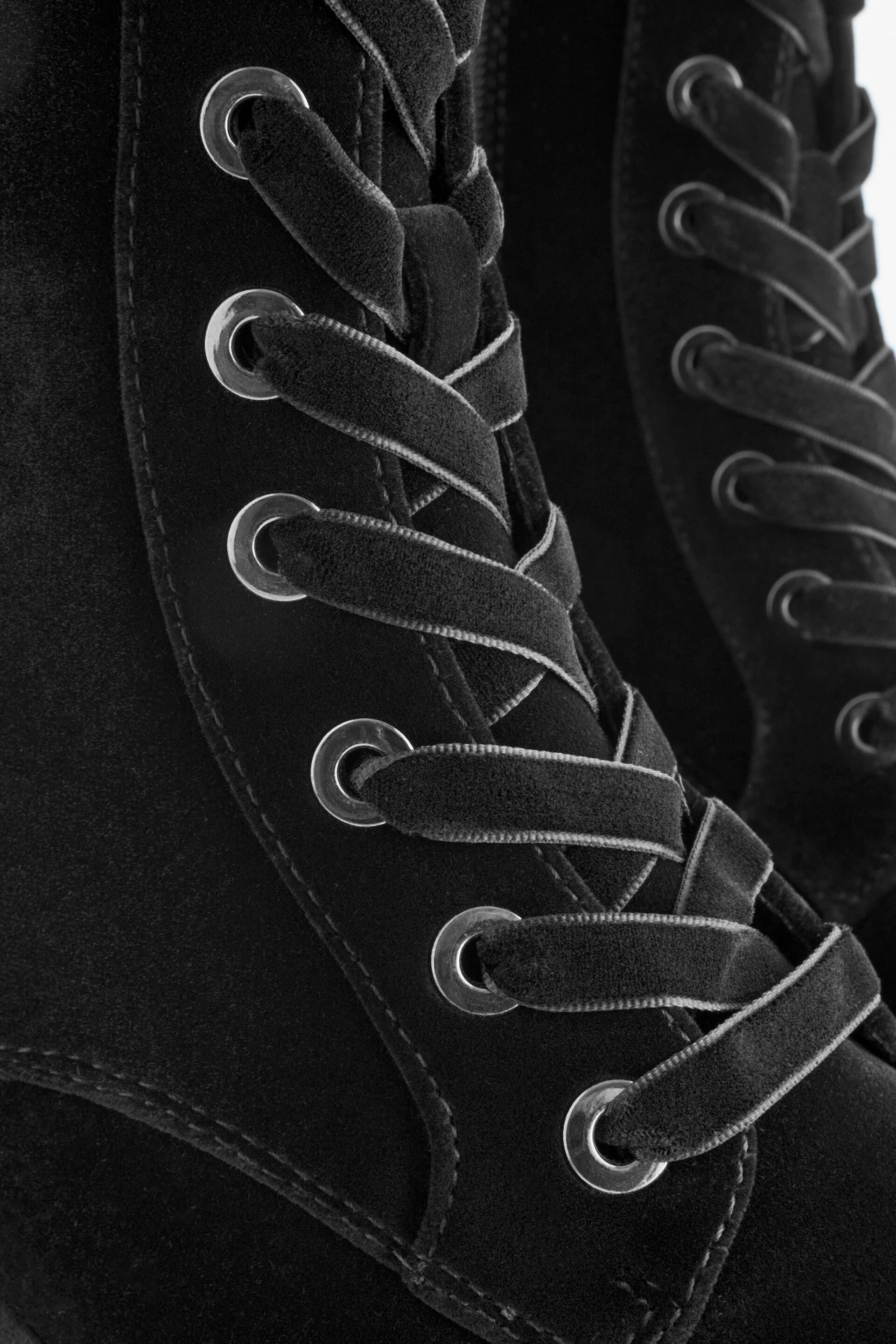 Black Velvet Forever Comfort® Diamanté Rand Lace-Up Boots - Image 6 of 6