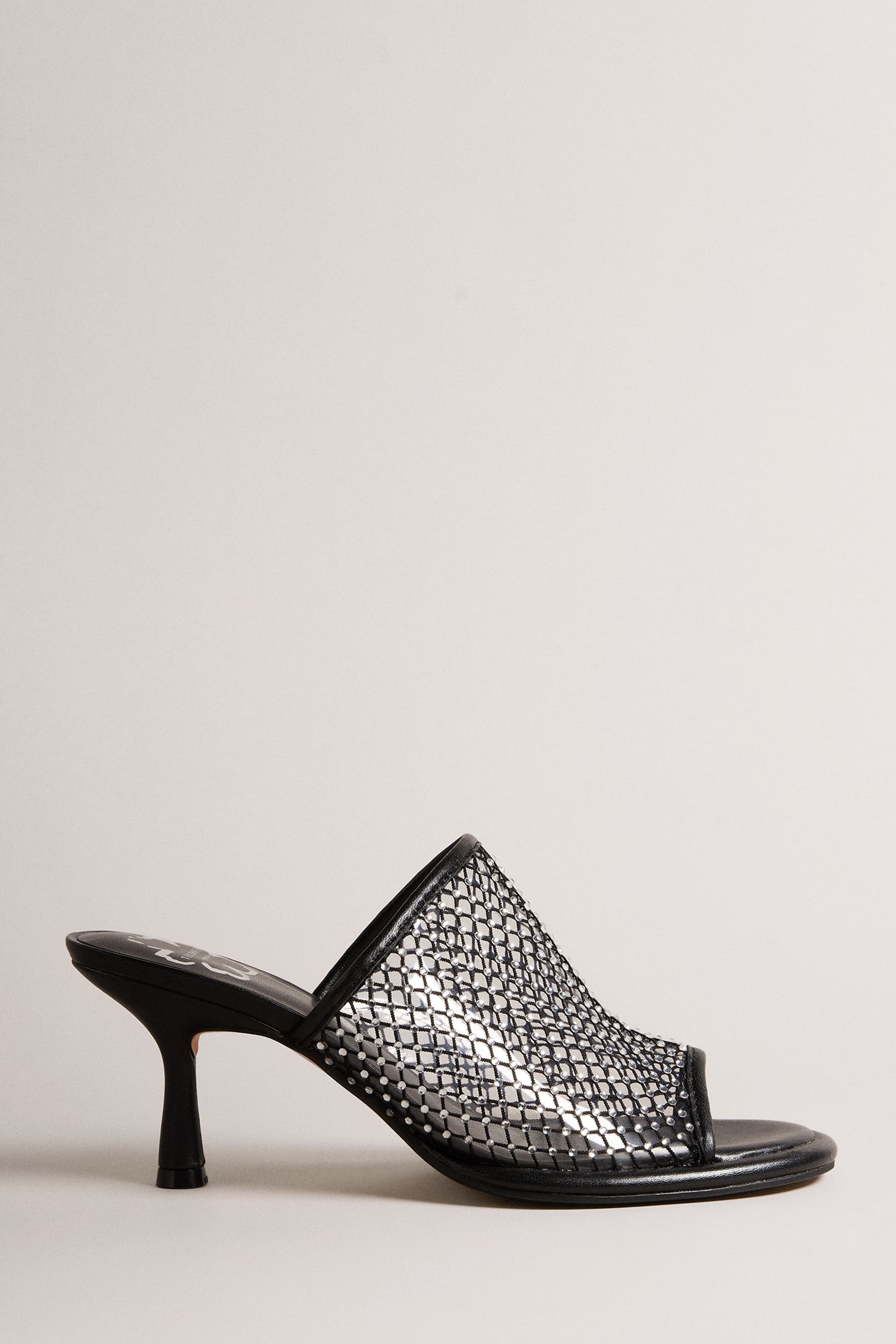 Buy Ted Baker Celya 70Mm Crystal Mesh Heeled Black Mules from Next Austria