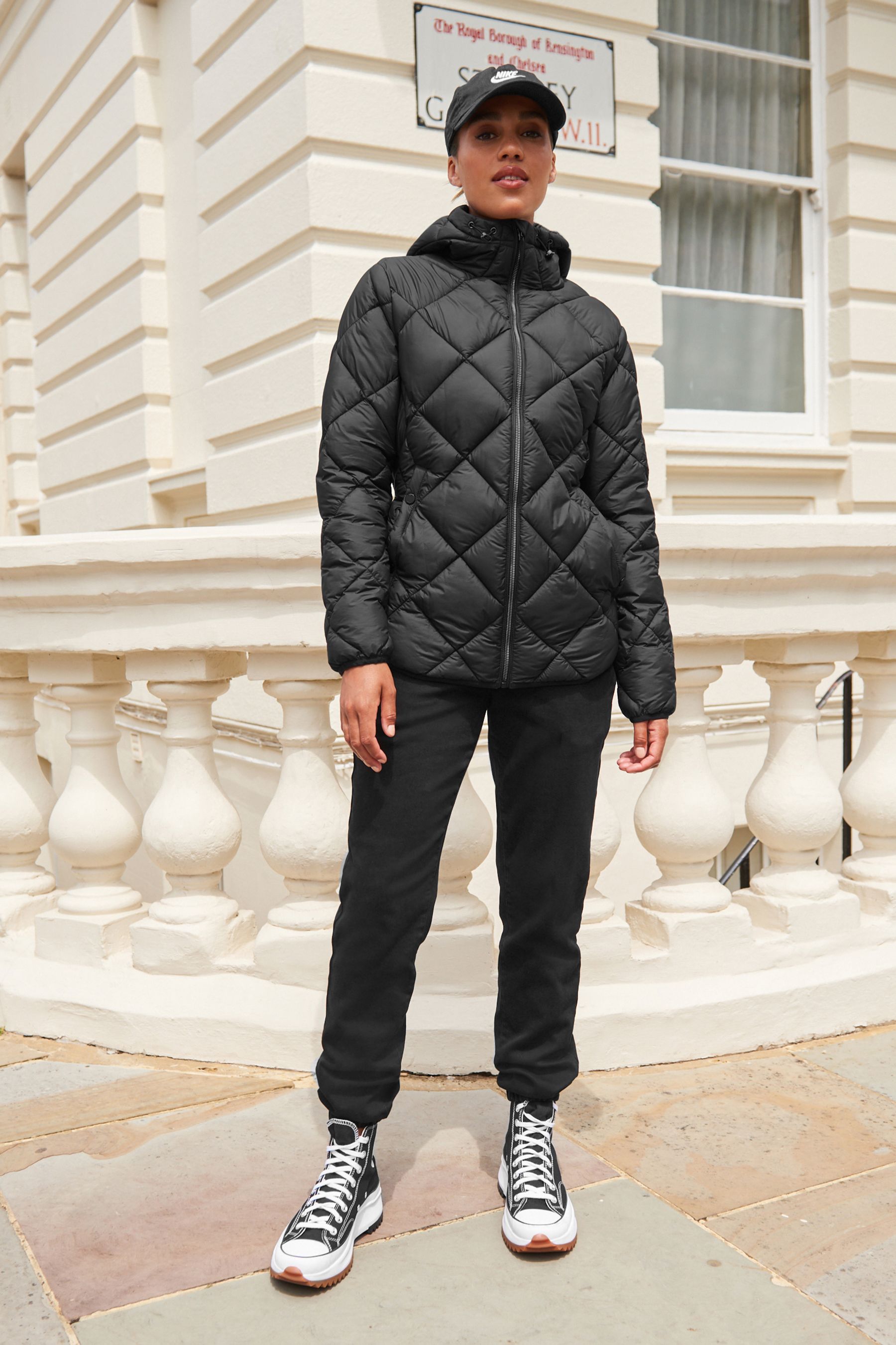 Buy Black Quilted Lightweight Hooded Jacket from the Next UK online shop