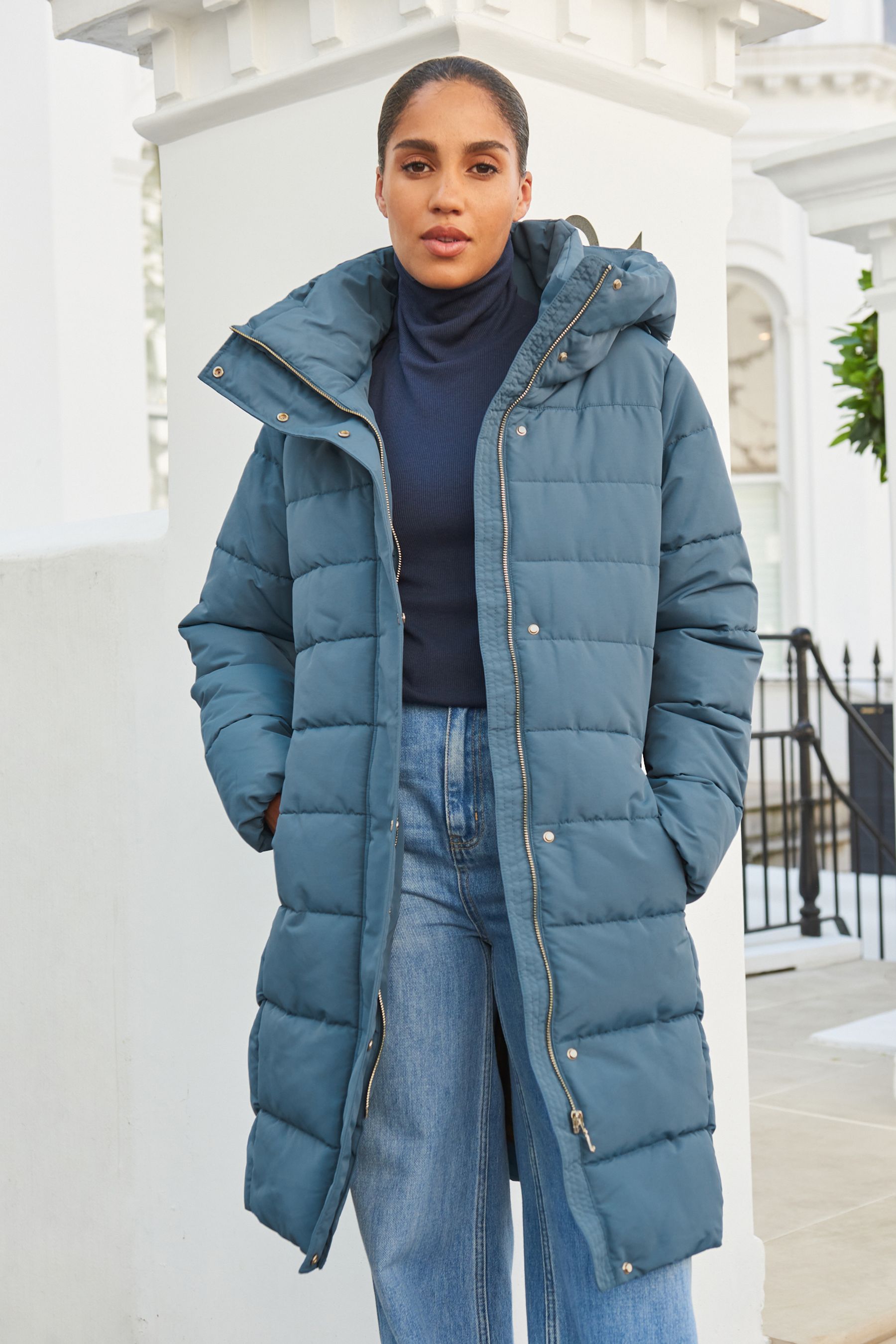 Buy Blue Shower Resistant Padded Coat from Next Luxembourg