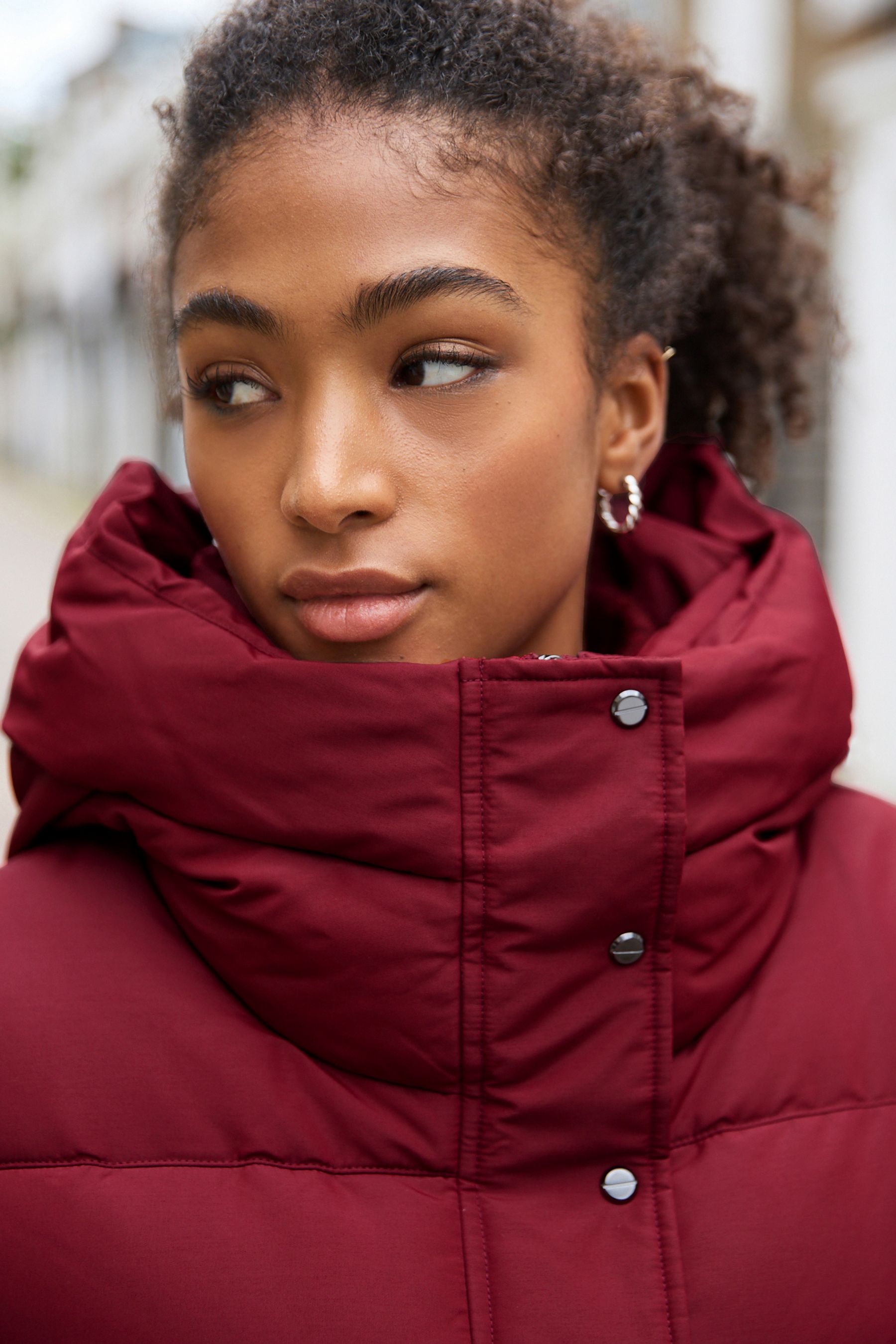 Maroon padded coat sales