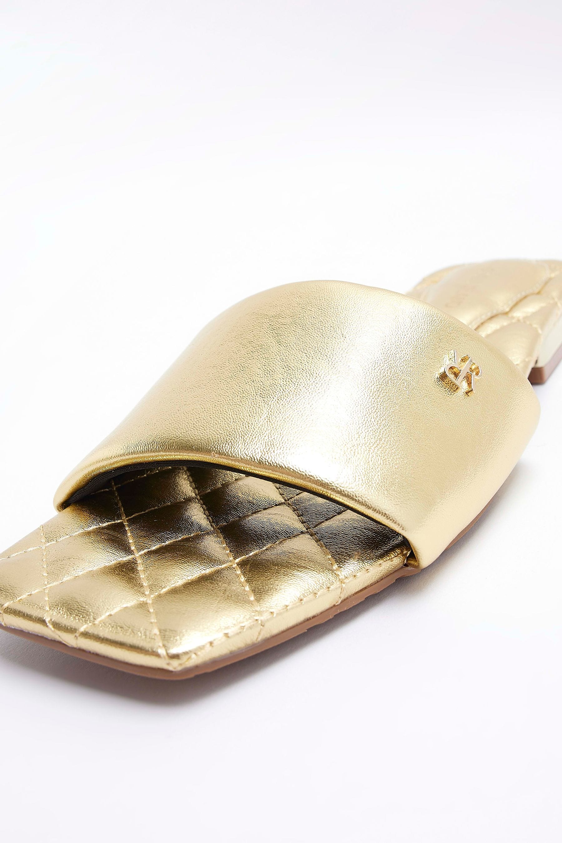 Buy River Island Gold Tone Padded Flat Sandals from Next Luxembourg