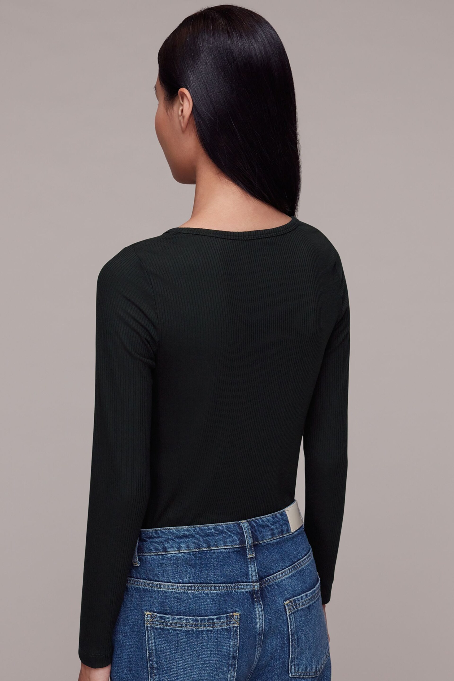 Whistles Ribbed Black Top - Image 2 of 5