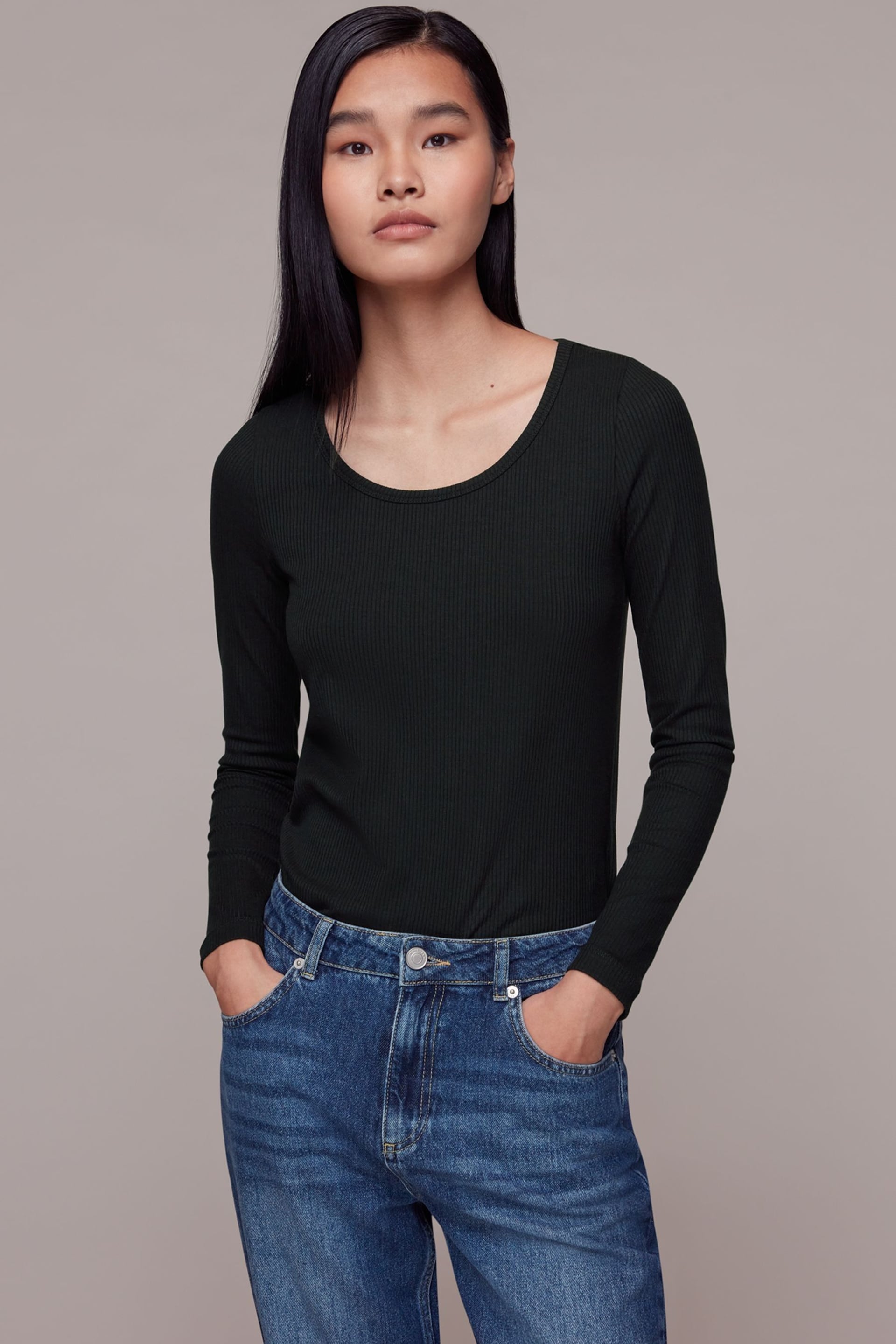 Whistles Ribbed Black Top - Image 3 of 5