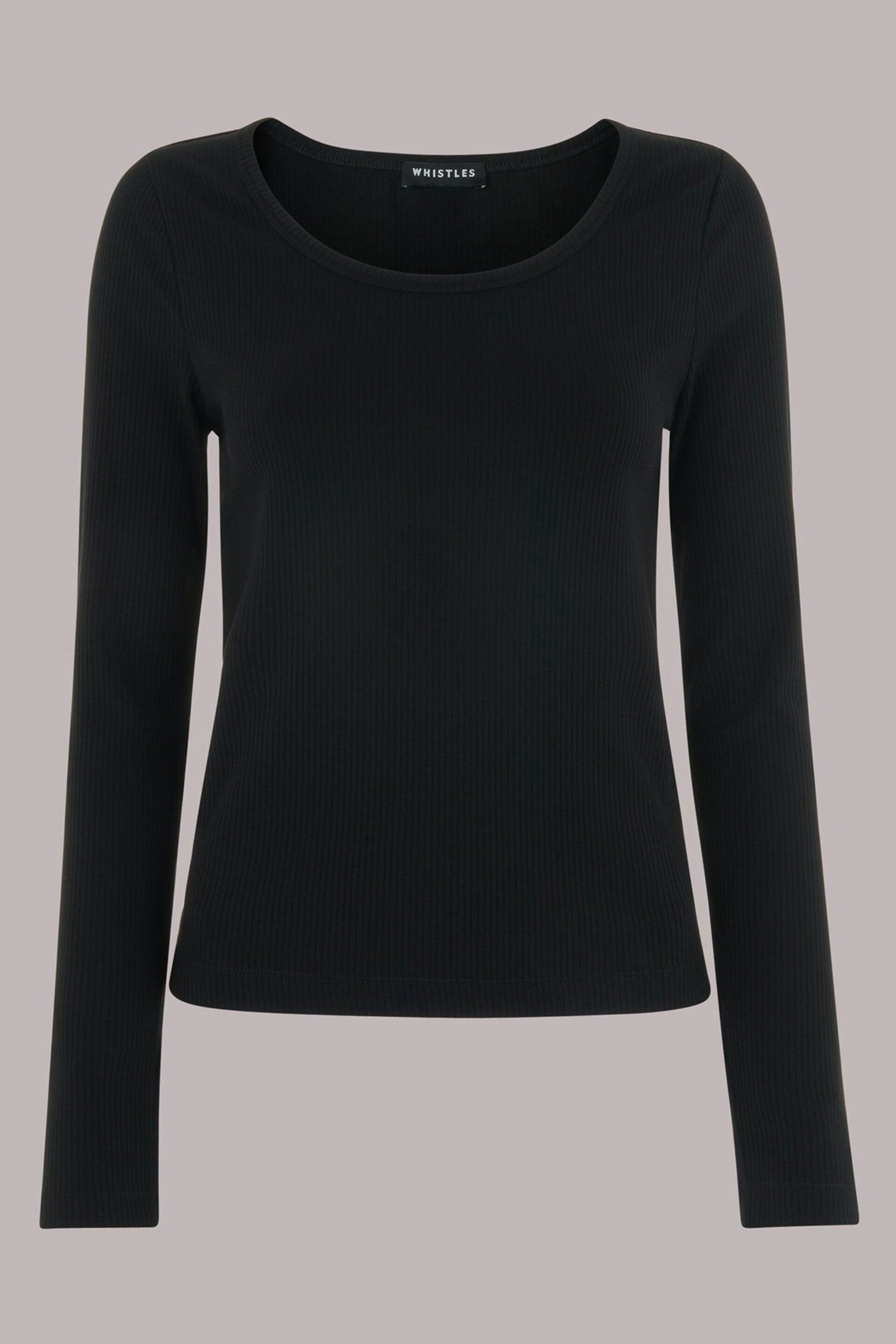 Whistles Ribbed Black Top - Image 5 of 5