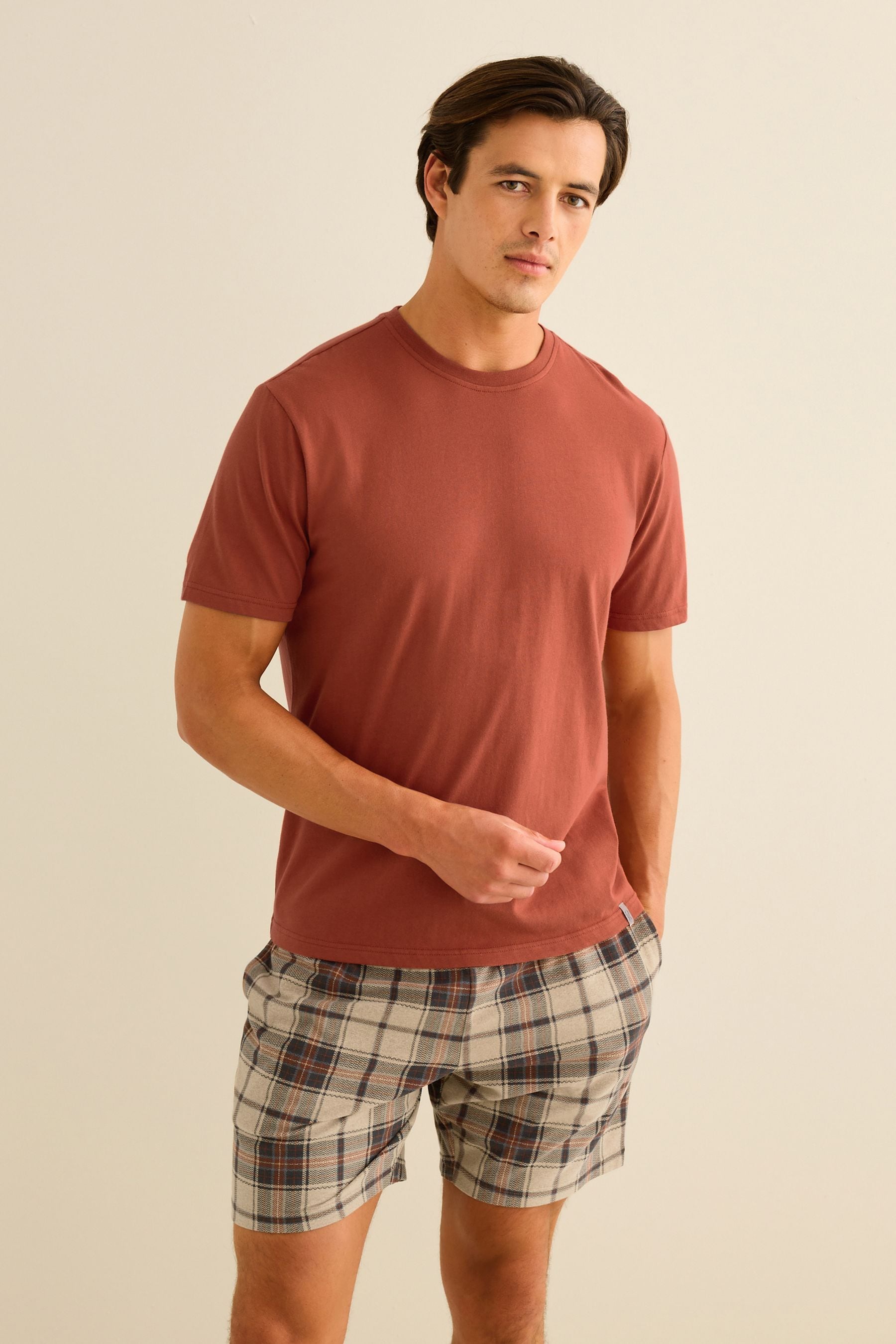 Buy Orange Tan Check Motionflex Cosy Short Pyjamas Set from Next United Arab Emirates