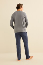 Slate Grey/Navy Long Sleeve Jersey Pyjamas Set - Image 3 of 9