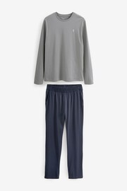 Slate Grey/Navy Long Sleeve Jersey Pyjamas Set - Image 6 of 9