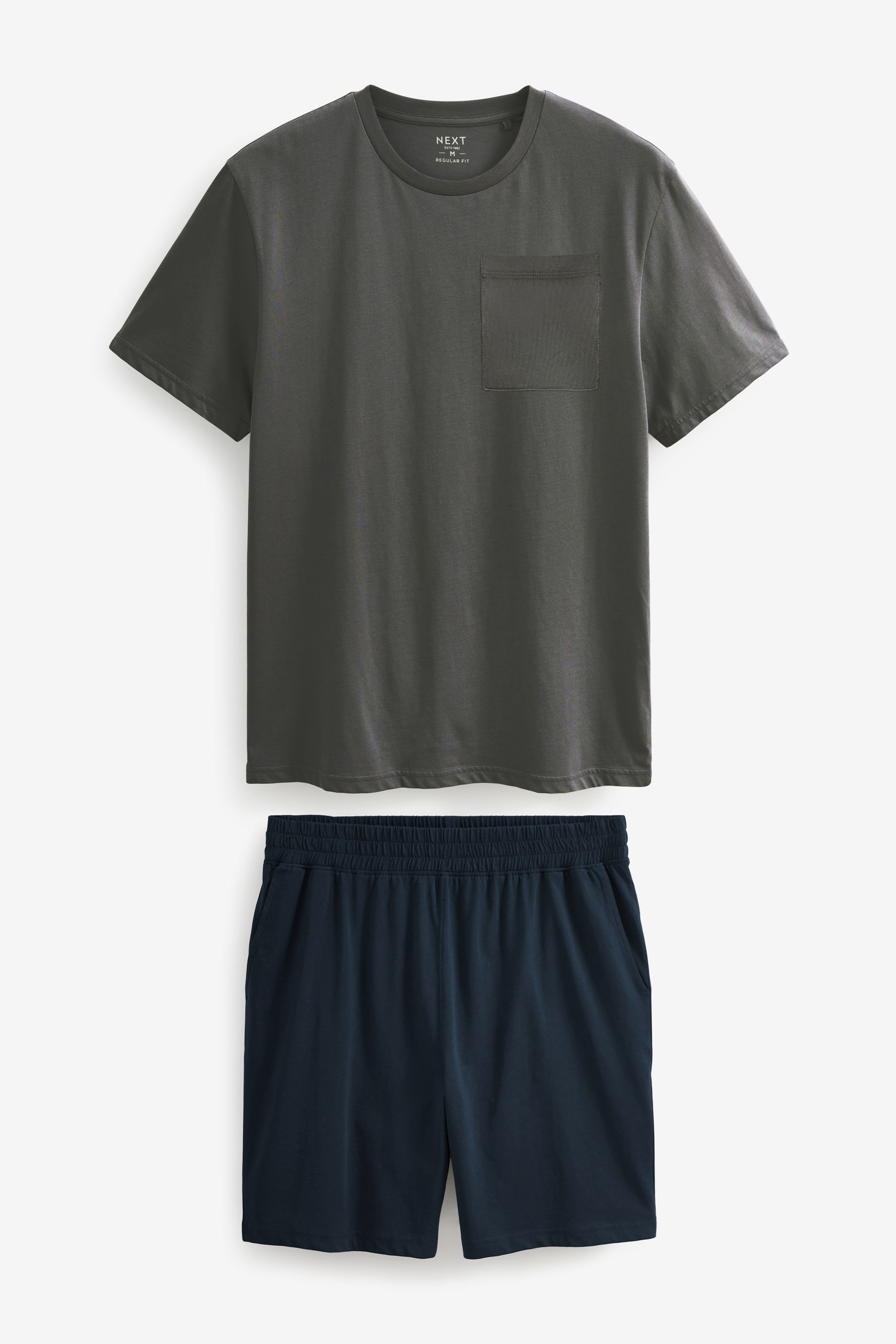 Buy Grey Navy Jersey Pyjamas Shorts Set from the Next UK online shop