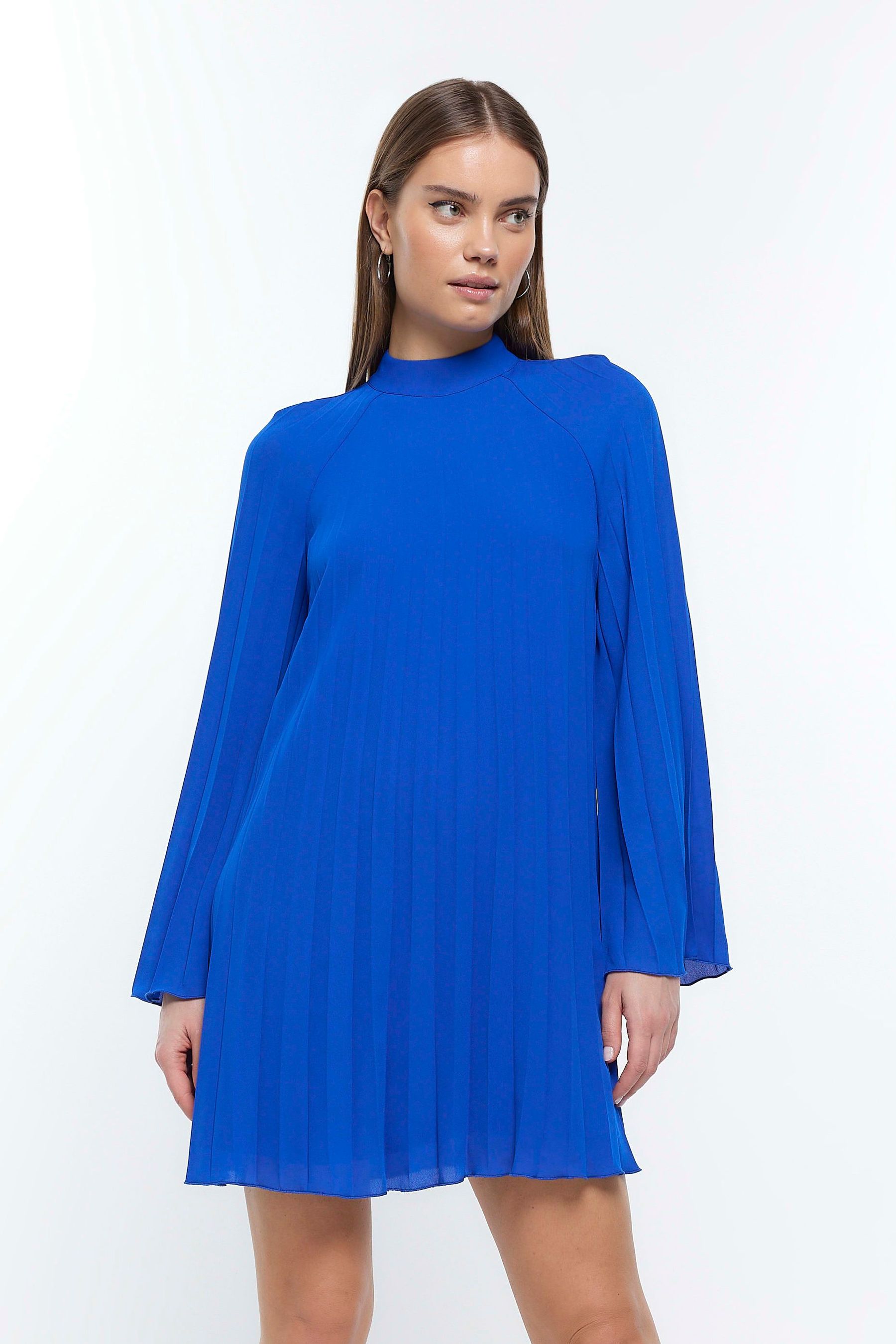 Buy River Island Blue Pleated Dress from Next Luxembourg