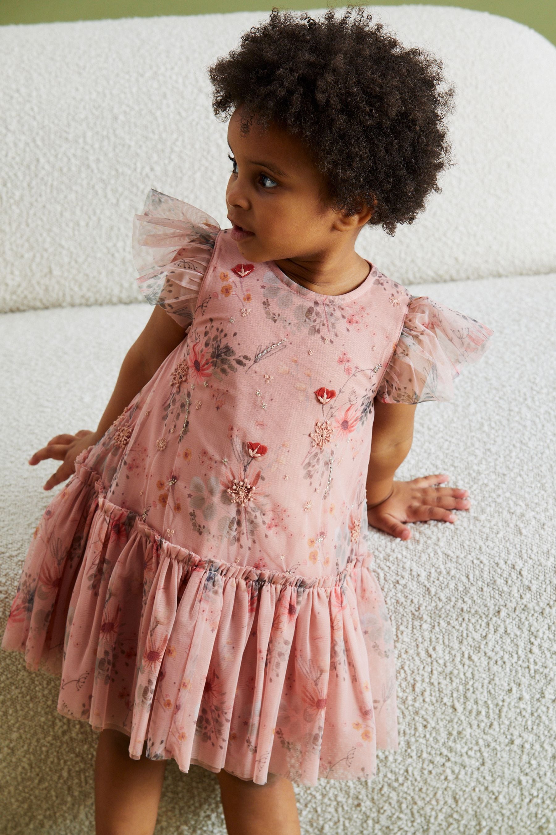 Buy Pink Sequin Embellished Mesh Party Dress 3mths 7yrs from Next Luxembourg