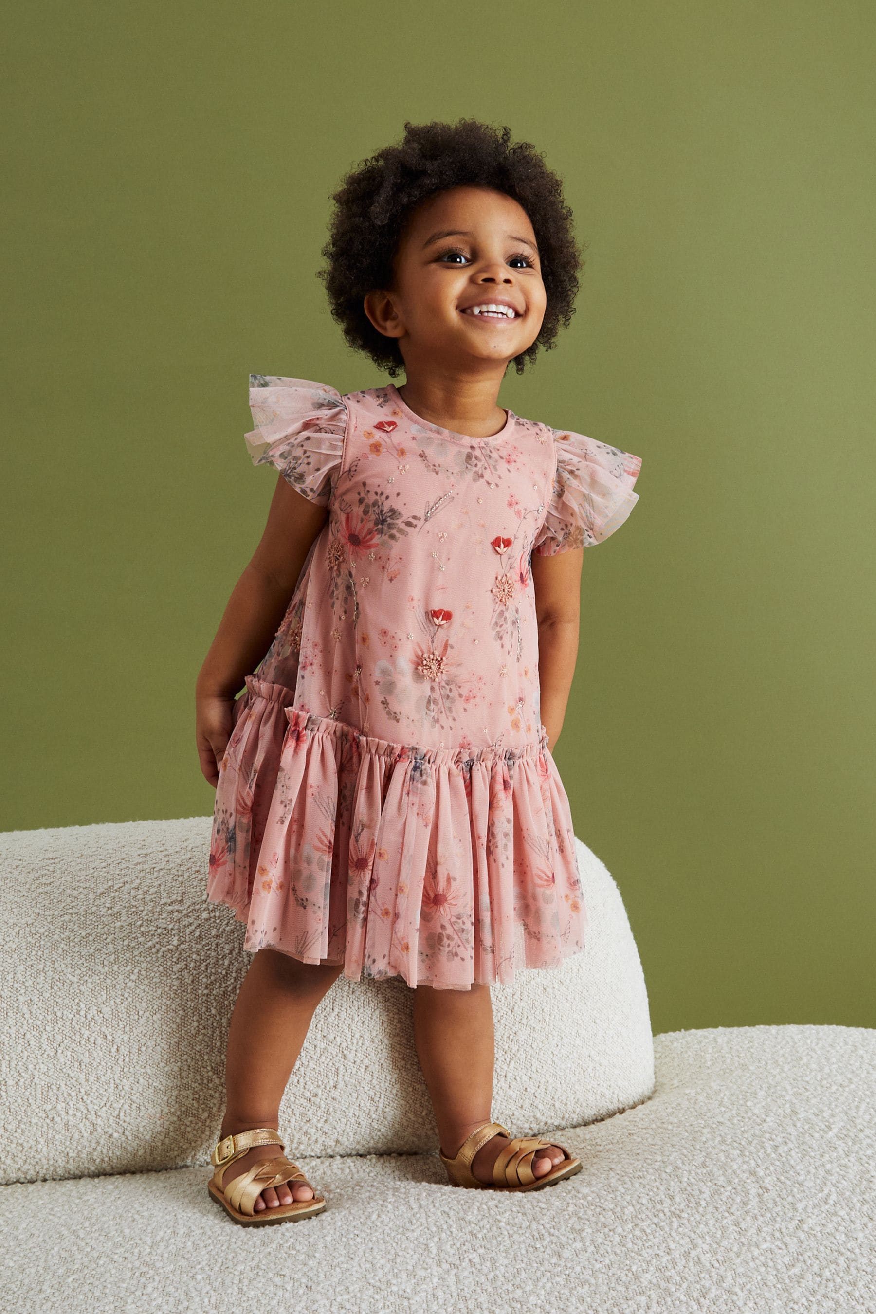 Buy Pink Sequin Embellished Mesh Party Dress 3mths 7yrs from Next Luxembourg