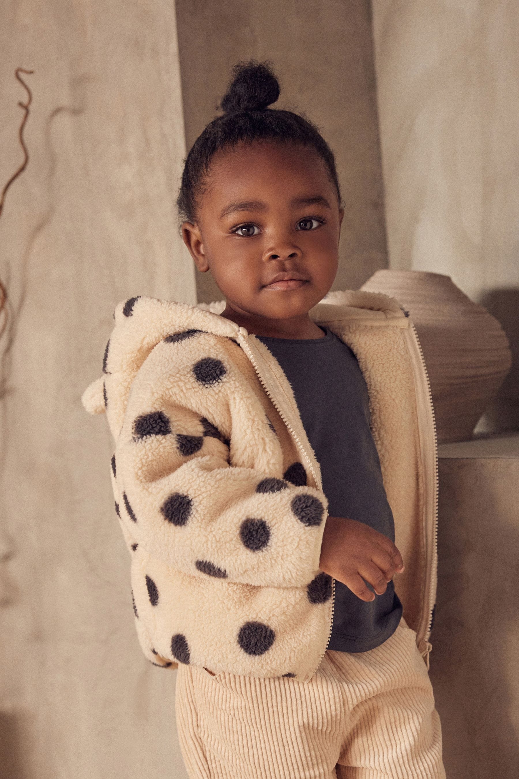 Buy Black White Spot Teddy Borg Fleece Zip Through Jacket 3mths 7yrs from Next Luxembourg