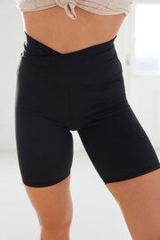 Black Active Sports Wrap Waist Cycling Shorts - Image 4 of 6