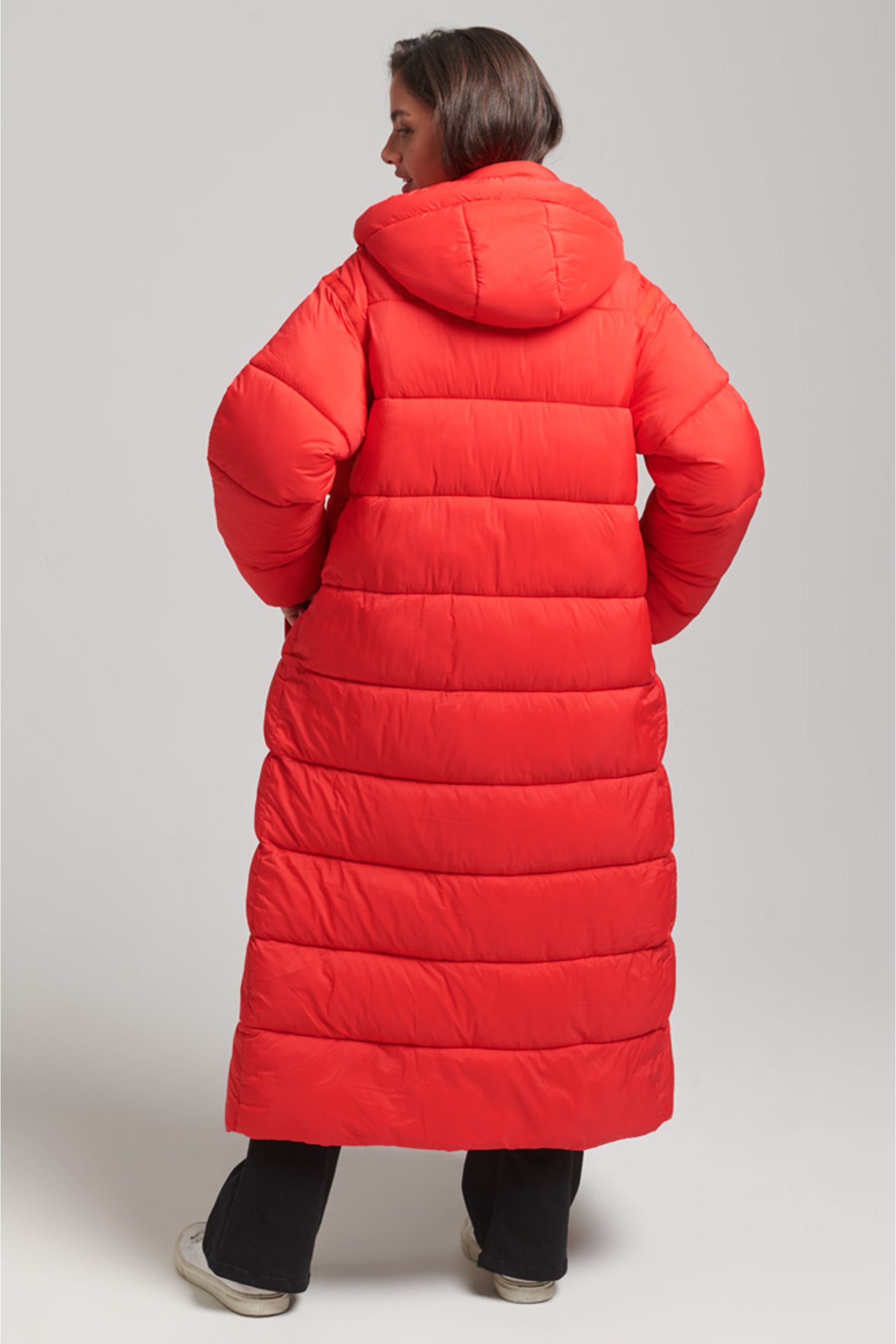 Buy Superdry Red Cocoon Longline Puffer Coat from Next Luxembourg
