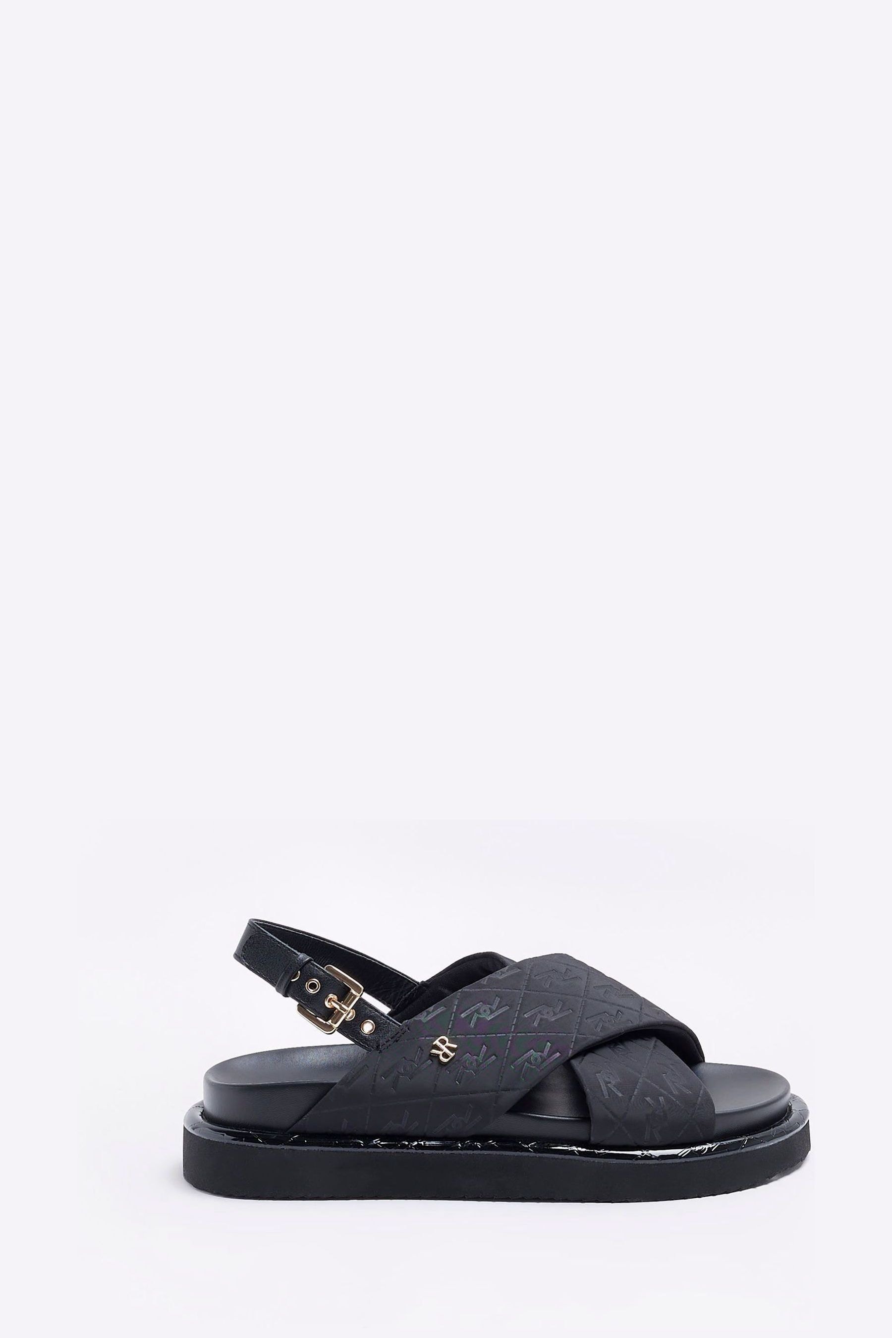 Buy River Island Black Cross Strap Sandals from Next Luxembourg
