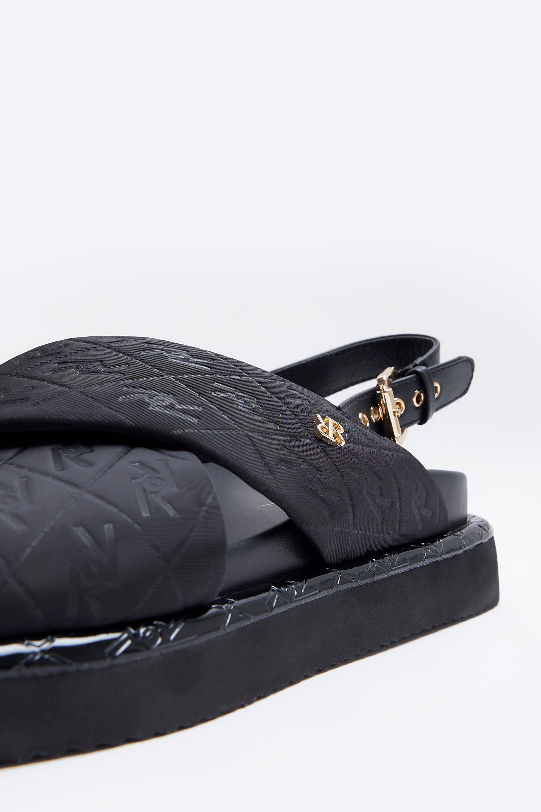 Buy River Island Black Cross Strap Sandals from Next Luxembourg