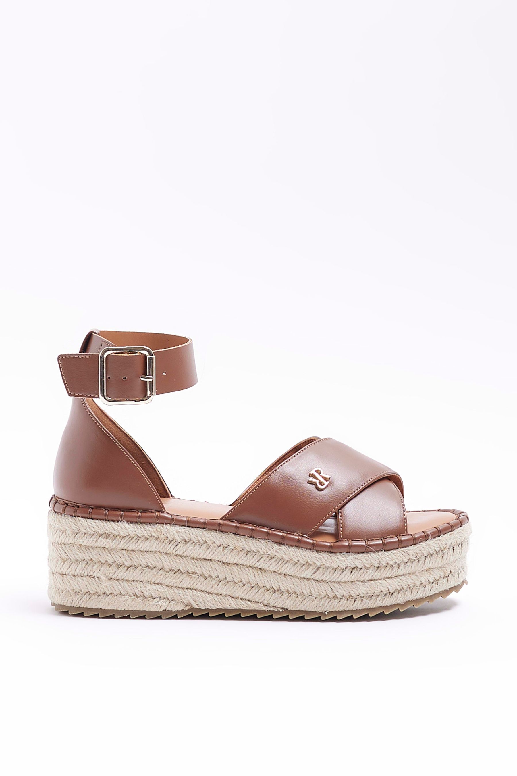 Buy River Island Espadrille Flatform Brown Sandals from Next Luxembourg