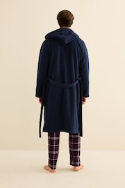 Navy Blue Borg Lined Hooded Dressing Gown - Image 3 of 10