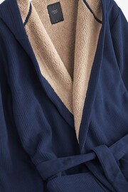 Navy Blue Borg Lined Hooded Dressing Gown - Image 8 of 10