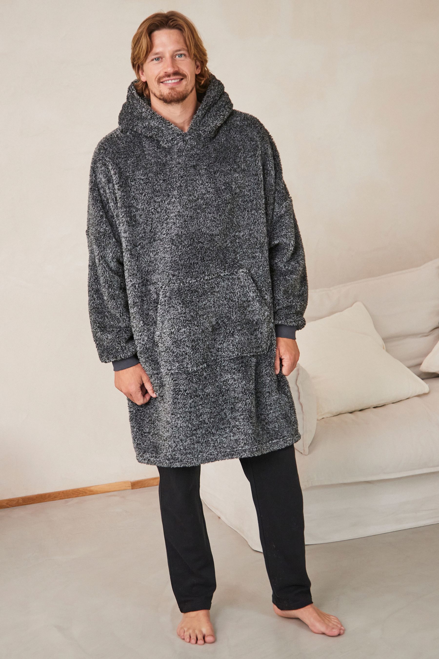 Buy Charcoal Grey Oversized Blanket Hoodie from Next Luxembourg