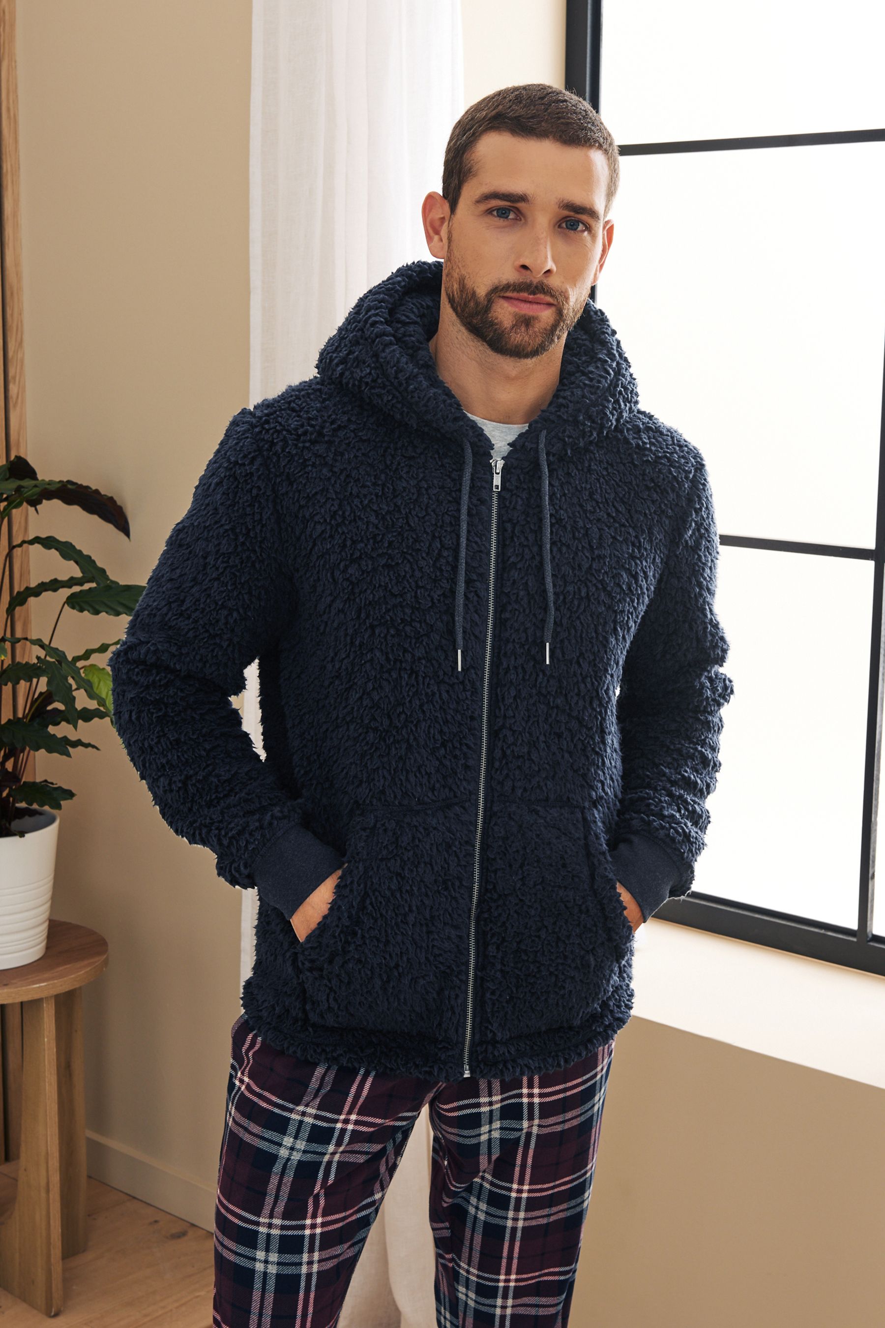Borg zip through hoodie sale
